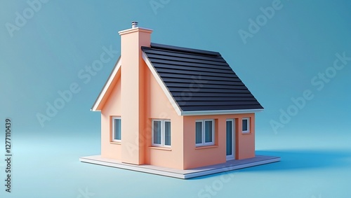 Wallpaper Mural Modern 3d house model on soft pastel background Torontodigital.ca