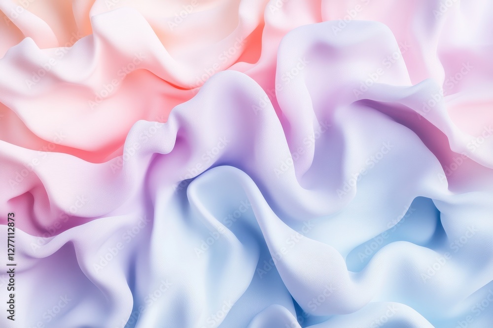 Colorful satin fabric in soft pastel shades with elegant drapes and folds Colorful satin fabric in soft pastel shades with elegant drapes and folds