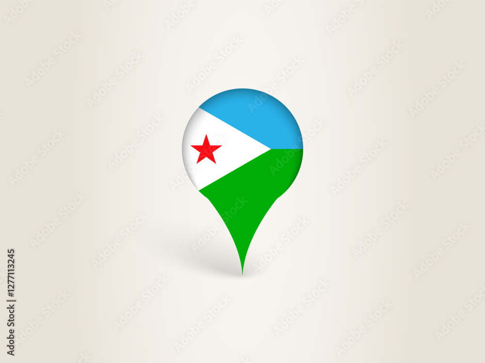 Pin Icon with Djibouti National Flag. Pin Icon with Djibouti National Flag.