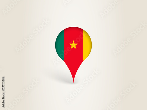 Pin Icon with Cameroon National Flag.