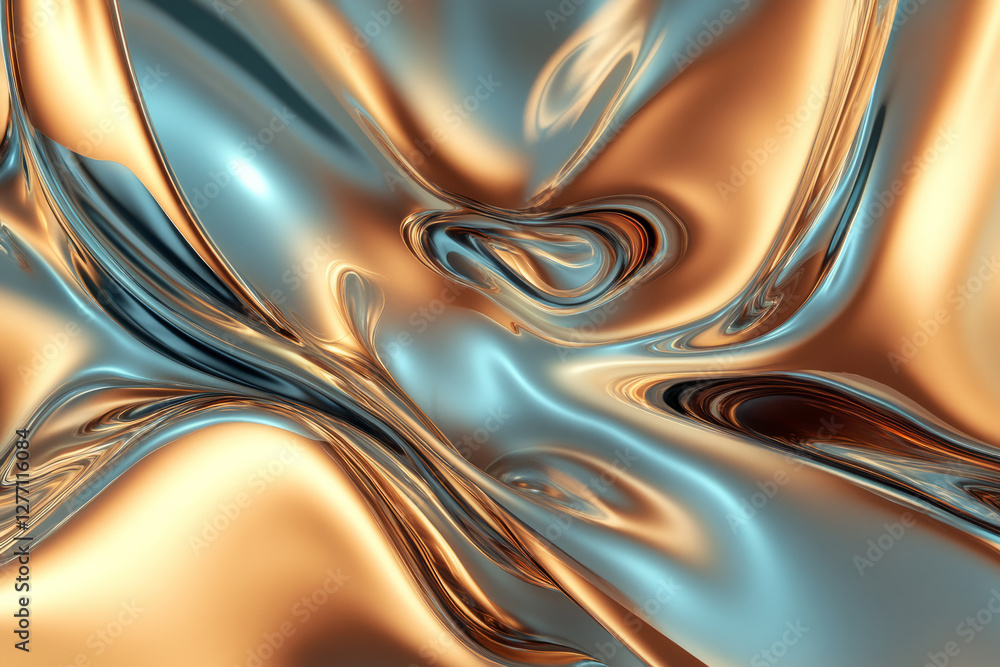 Obraz premium A surreal, fluid background with amorphous shapes, smooth liquid metal textures, and shifting gradients. Dreamlike and mesmerizing.