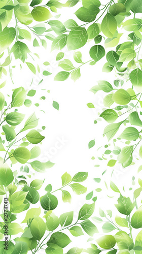 Wallpaper Mural Leafy green branches framing a white background. Torontodigital.ca