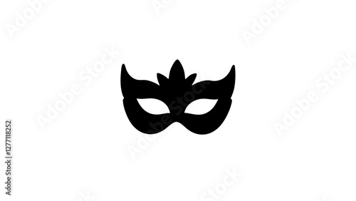 Elegant black silhouette of parade mask on white background, mystery