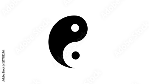 Yin Yang symbol in black and white on a white background, harmony concept