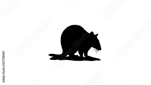 Silhouette of wombat on white background, minimalist design