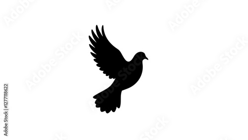 Silhouette of dove representing peace in flight, tranquility symbol