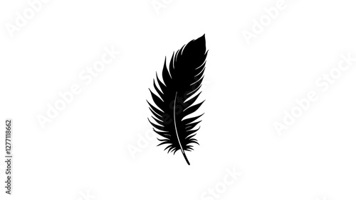 Elegant feather boa silhouette on white background, fashion concept