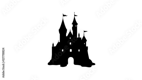 Elegant silhouette of a castle, enchanting fantasy theme