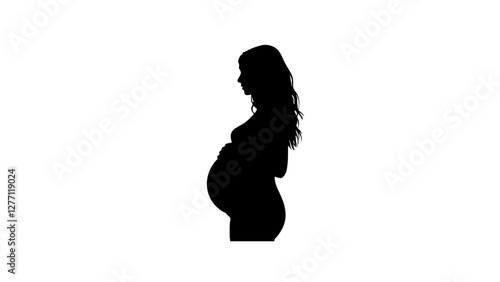 Pregnant woman silhouette in black and white, celebration of life