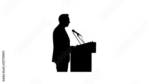 Silhouette of public speaker delivering a speech, empowerment concept