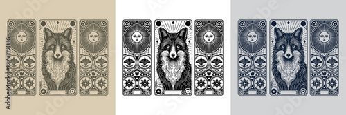 minimalist fox vector playing card tattoo design