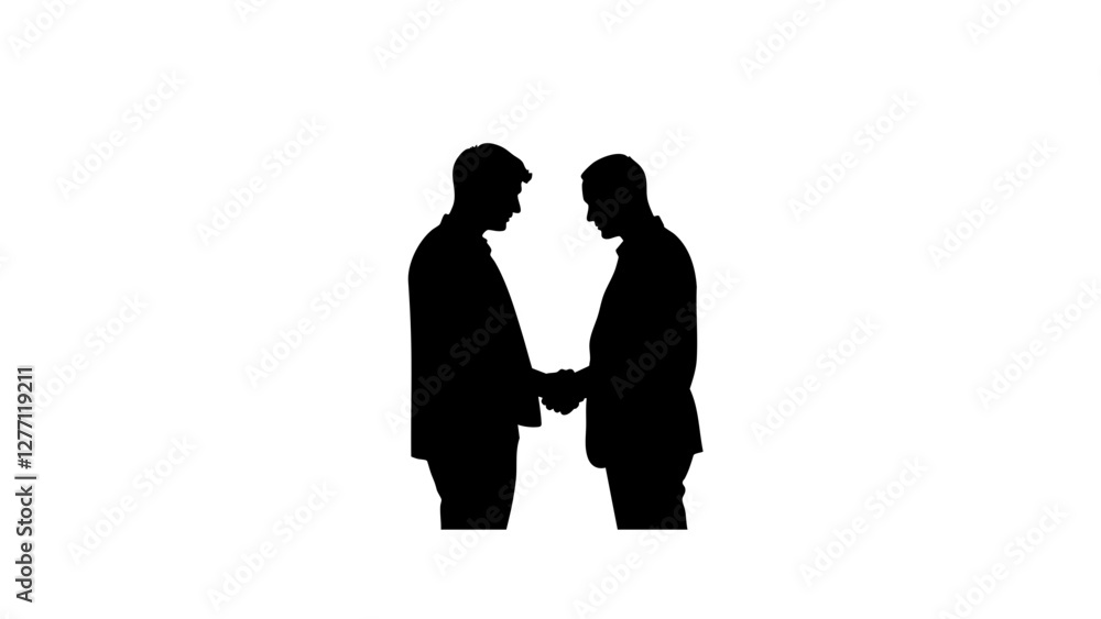 Silhouettes of two men shaking hands, cooperation and agreement Silhouettes of two men shaking hands, cooperation and agreement