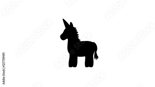 Silhouette of unicorn against white background, magical symbolism