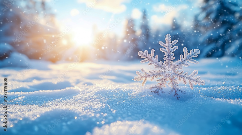 Winter Wonder: A Snowflake's Dance in the Golden Hour - Seasonal Celebration, Snowy Scene for Print, Card, Poster Winter Wonder: A Snowflake's Dance in the Golden Hour - Seasonal Celebration, Snowy Scene for Print, Card, Poster