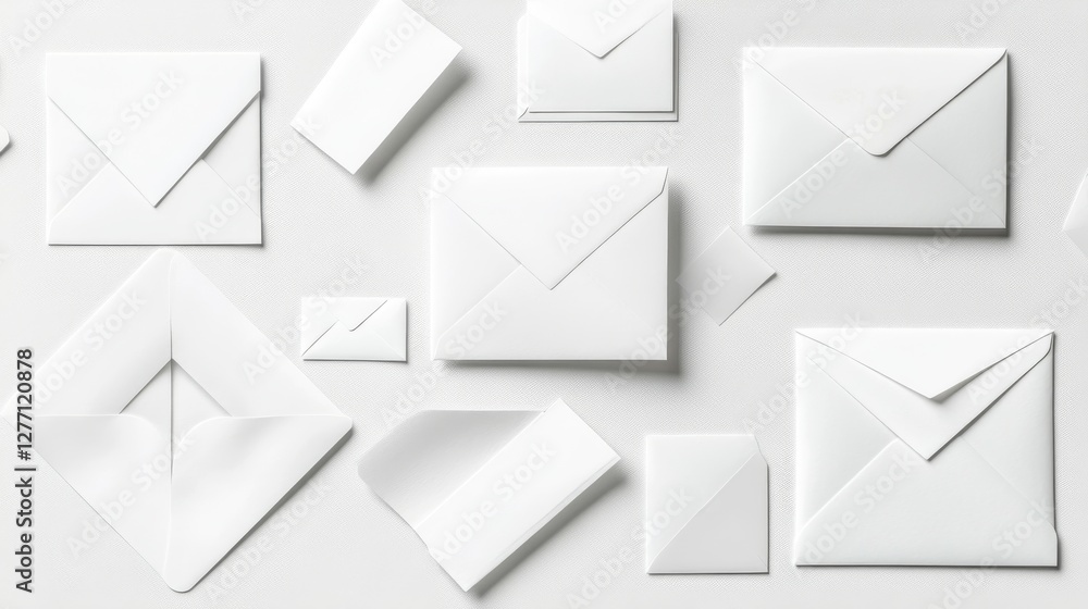 Envelopes isolated on white, top view. Mockup for design Envelopes isolated on white, top view. Mockup for design