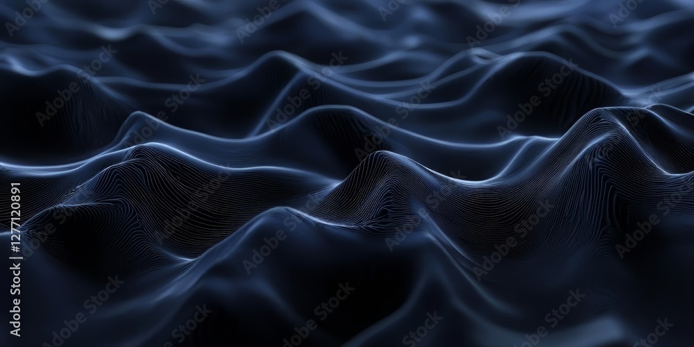 Fototapeta premium Abstract Blue Topographic Landscape: A Digital Terrain Visualization