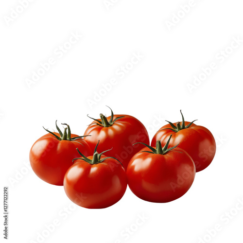 Cluster of Fresh Red Tomatoes Isolated on Transparent Background.