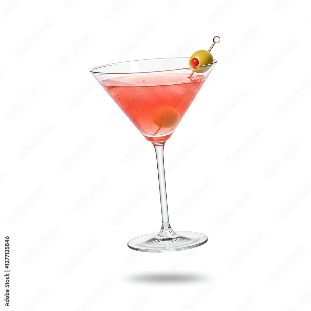 Colorful Cocktail in Martini Glass - Isolated on White Colorful Cocktail in Martini Glass - Isolated on White