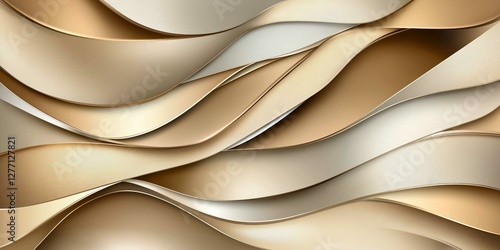 Overlapping metallic surfaces create an elegant abstract background in muted tones, ideal for various professional designs and layouts