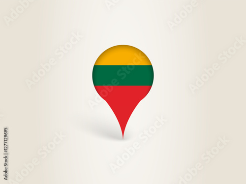 Pin Icon with Lithuania National Flag. photo