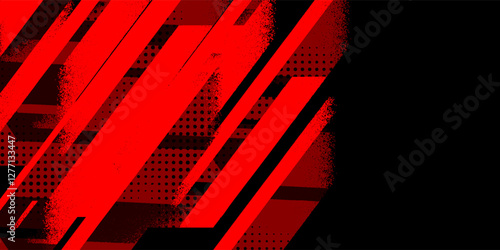 Dark red grunge stripes abstract banner design. Geometric tech vector background