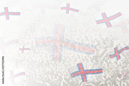 Celebratory Crowd with Faroe Islands Flags Background