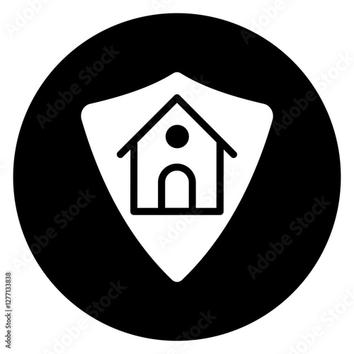 Inverted Bold Circle Home Security Glyph