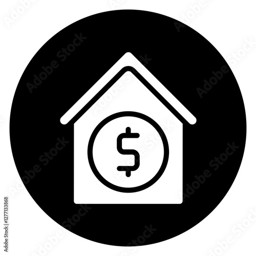 Inverted Bold Circle House Price Dollar Sign Glyph