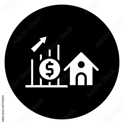 Inverted Bold Circle House Price Increase Glyph