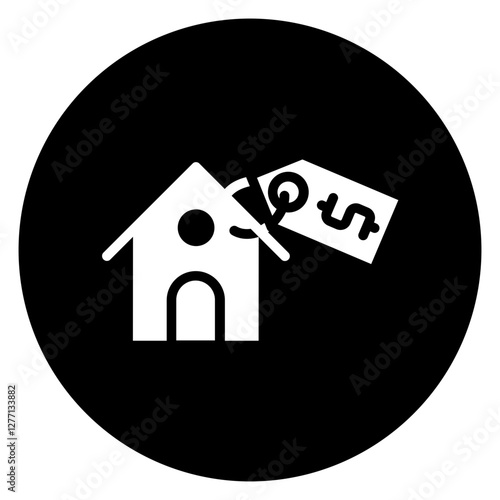 Inverted Bold Circle House Price Tag Glyph