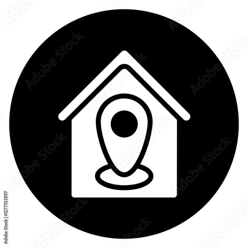 Inverted Bold Circle House Location Map Pin Glyph