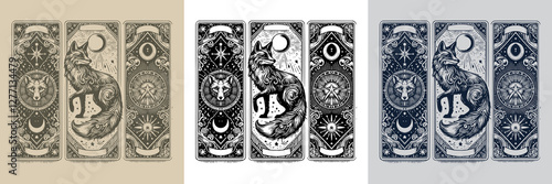 geometric fox vector playing card tattoo design