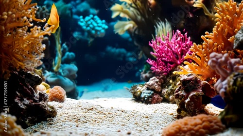 Vibrant Coral Reef Aquarium: Exotic Fish and Colorful Marine Life
