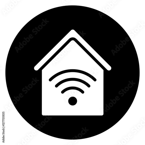 Inverted Bold Circle Home Wifi Glyph