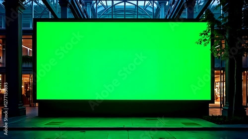 Green Screen Billboard at Night: Urban Display for Advertising and Marketing