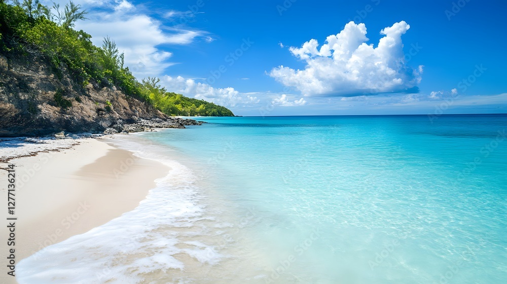 A secluded beach with fine white sand and crystal clear water A secluded beach with fine white sand and crystal clear water