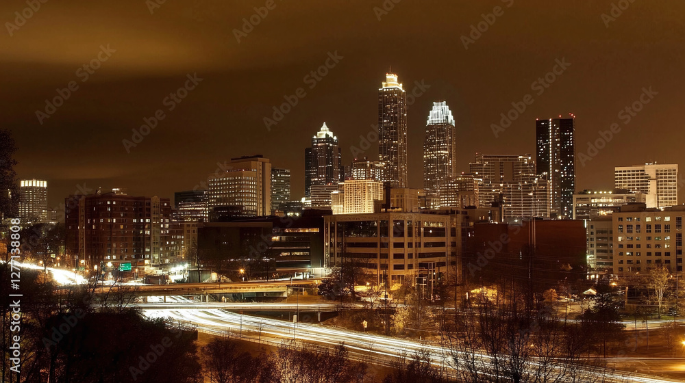 Fototapeta premium Starless Night Descends Over The Gleaming City Of Atlanta