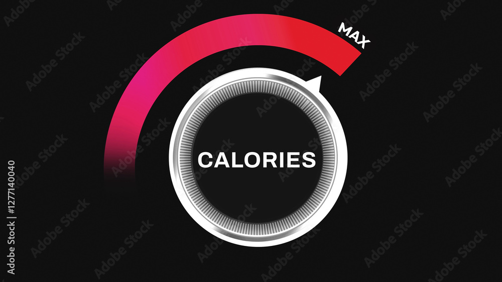 Maximum calories intake concept background with node turning full on the green glowing bar. Calories meter design with shapes Maximum calories intake concept background with node turning full on the green glowing bar. Calories meter design with shapes