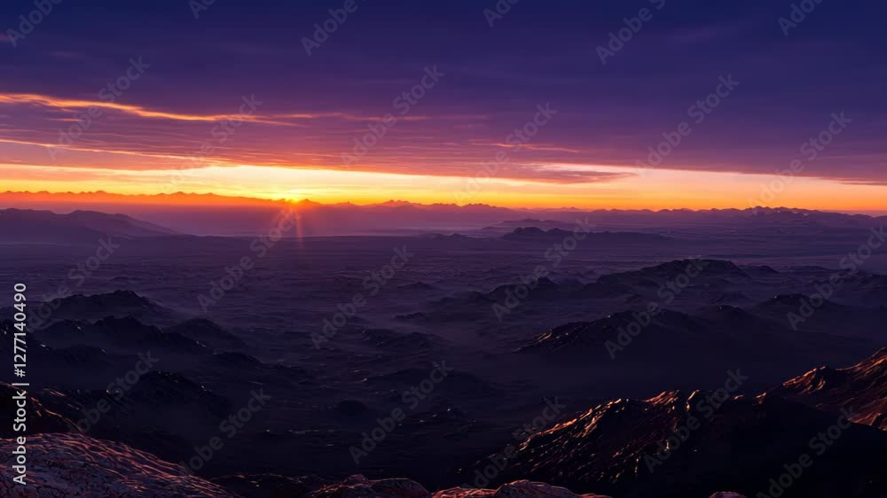 A breathtaking sunset over rugged mountains, casting warm light across a vast landscape. A breathtaking sunset over rugged mountains, casting warm light across a vast landscape.