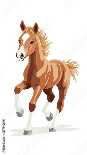 Graceful brown horse trotting with strength and energy image photo