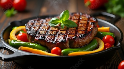 grilled steak with vegetables