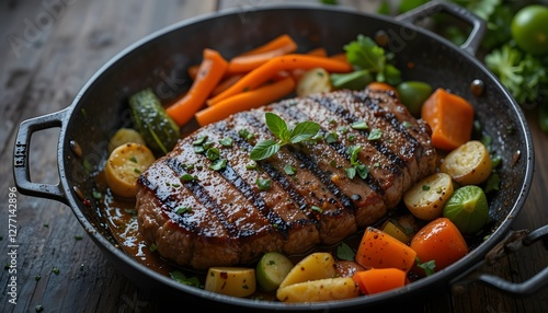 grilled meat with vegetables
