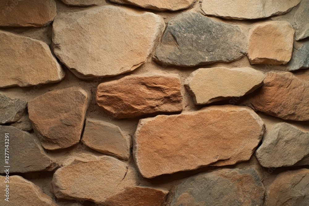 Natural stone wall featuring a variety of textures and colors in a rustic setting Natural stone wall featuring a variety of textures and colors in a rustic setting