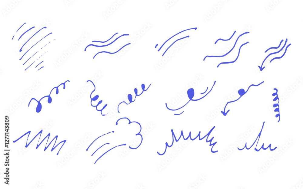 Obraz premium Set blue bubble doodle cartoon hand drawn vector Vector bubble icons