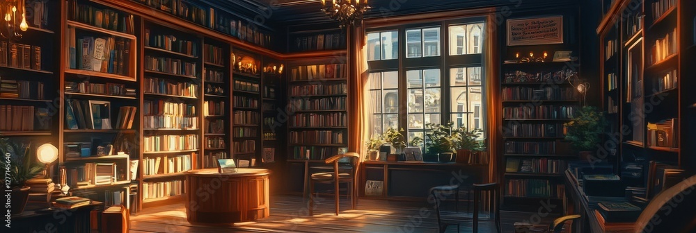 A cozy bookshop with neatly arranged bookshelves, warm lighting, inviting atmosphere A cozy bookshop with neatly arranged bookshelves, warm lighting, inviting atmosphere