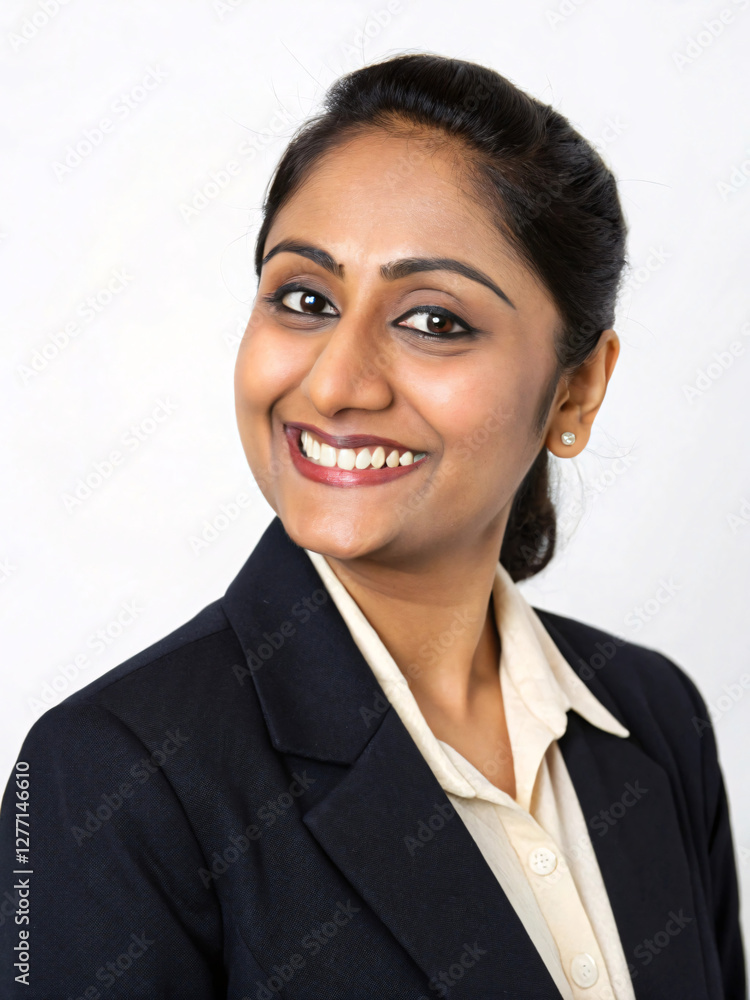 Portrait of a beautiful, young Indian businesswoman in a suit, isolated on white background Portrait of a beautiful, young Indian businesswoman in a suit, isolated on white background