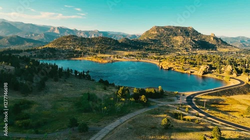 Flyover of Mary's Lake in Estes Park Colorado