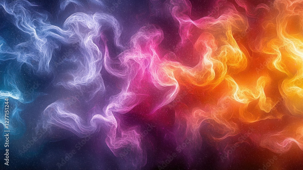 Fototapeta premium Abstract colorful smoke swirls, vibrant colors, dark background