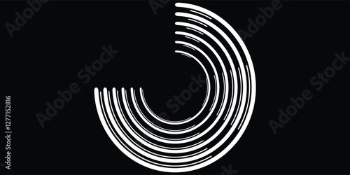 Circular spiral sound wave rhythm from lines. eps10 vector