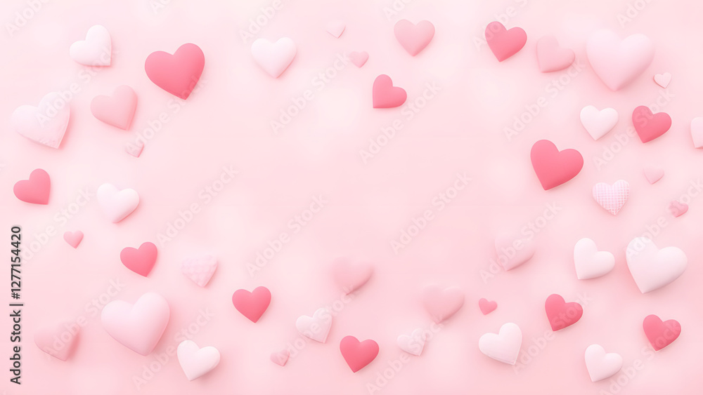 Pink heart pattern with glowing bokeh lights